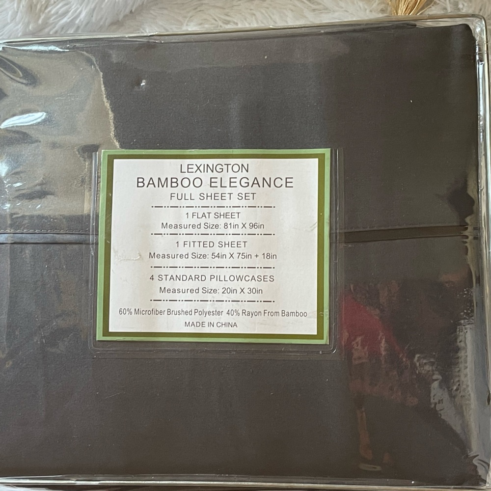 Lexington bamboo Elegance full sheet Set Dark Grey,  6 Pieces set.